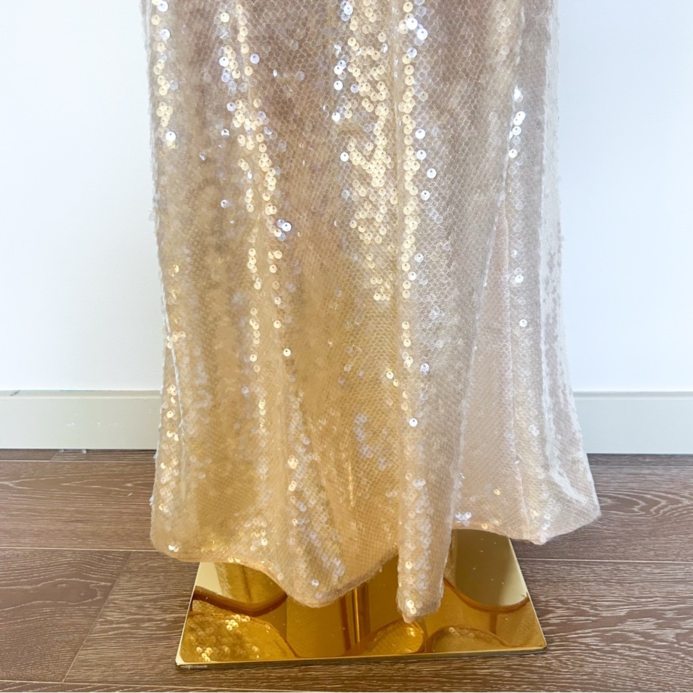 Self-Portrait Gold Sequin Off Shoulder Midi Dress Size 6 NWT Formal Party - Picture 6 of 11